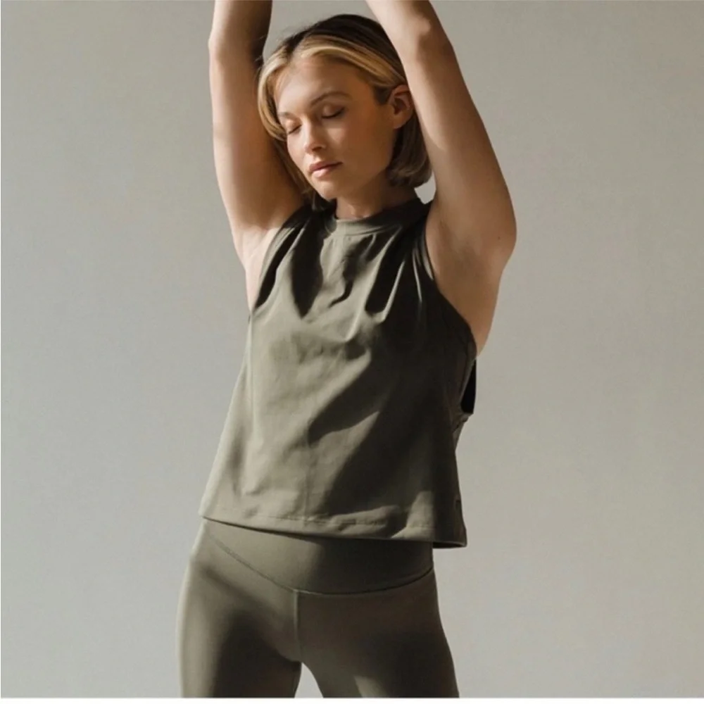Albion Venus Muscle Tank Top Olive Green Size Small - Picture 4 of 8